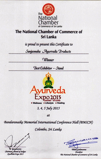 Best Exhibitor 2015- National chamber of commerce of Sri Lanka